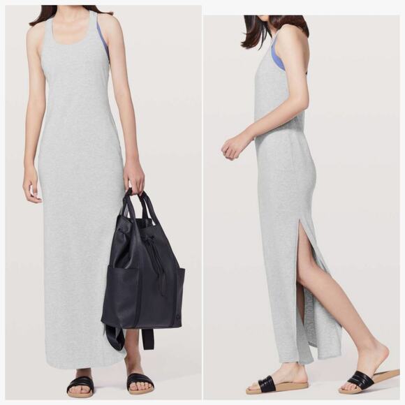 Lululemon Restore & Revitalize Maxi Jersey Dress Heathered Gray-8 Pima Cotton - Picture 1 of 11